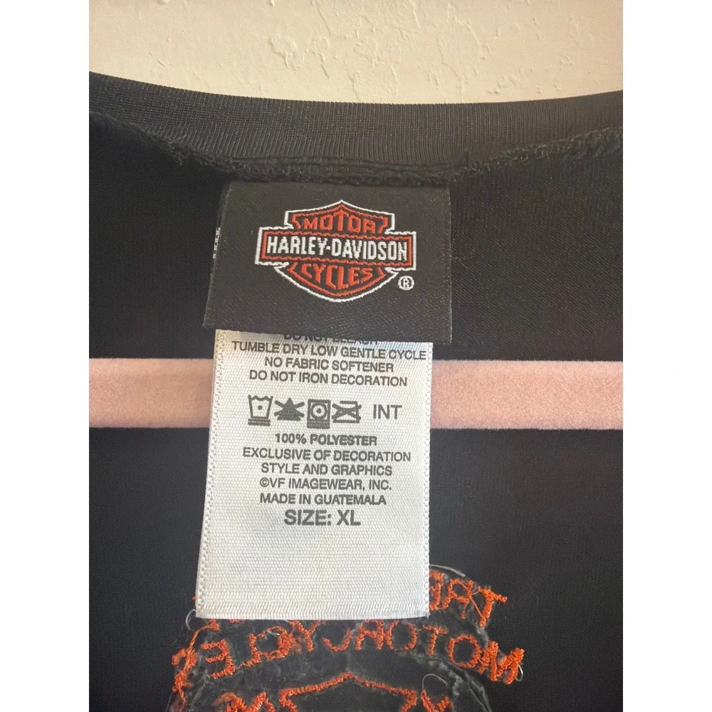 Harley-Davidson Womens XL Black Long Sleeve V-Neck Performance Shirt Thumbholes